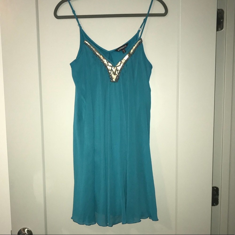 Express Turquoise Blue Sequin Dress Small